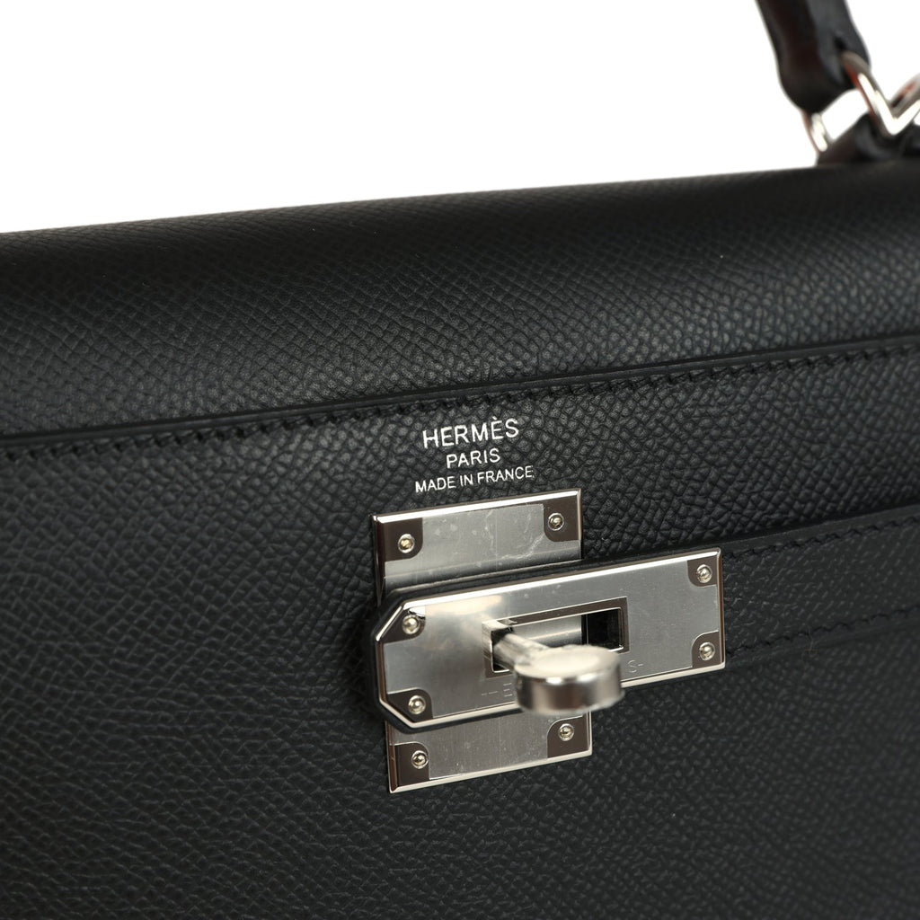Kelly Sellier 28 Black Epsom Palladium Hardware Bag