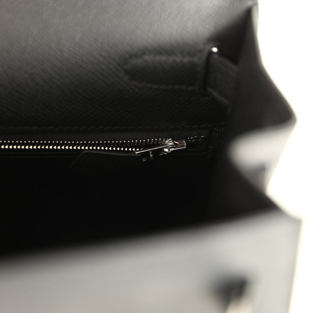 Kelly Sellier 28 Black Epsom Palladium Hardware Bag