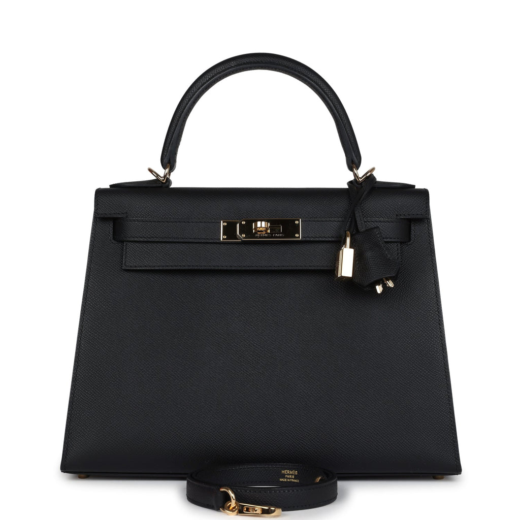 Kelly Sellier 28 Black Epsom Permabrass Hardware Bag