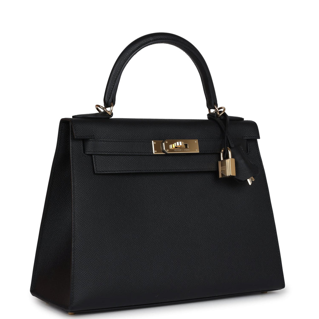 Kelly Sellier 28 Black Epsom Permabrass Hardware Bag