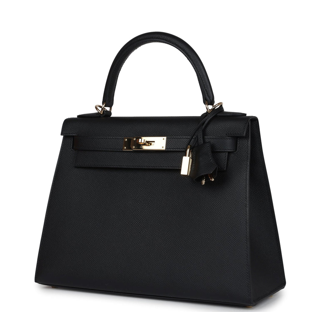 Kelly Sellier 28 Black Epsom Permabrass Hardware Bag