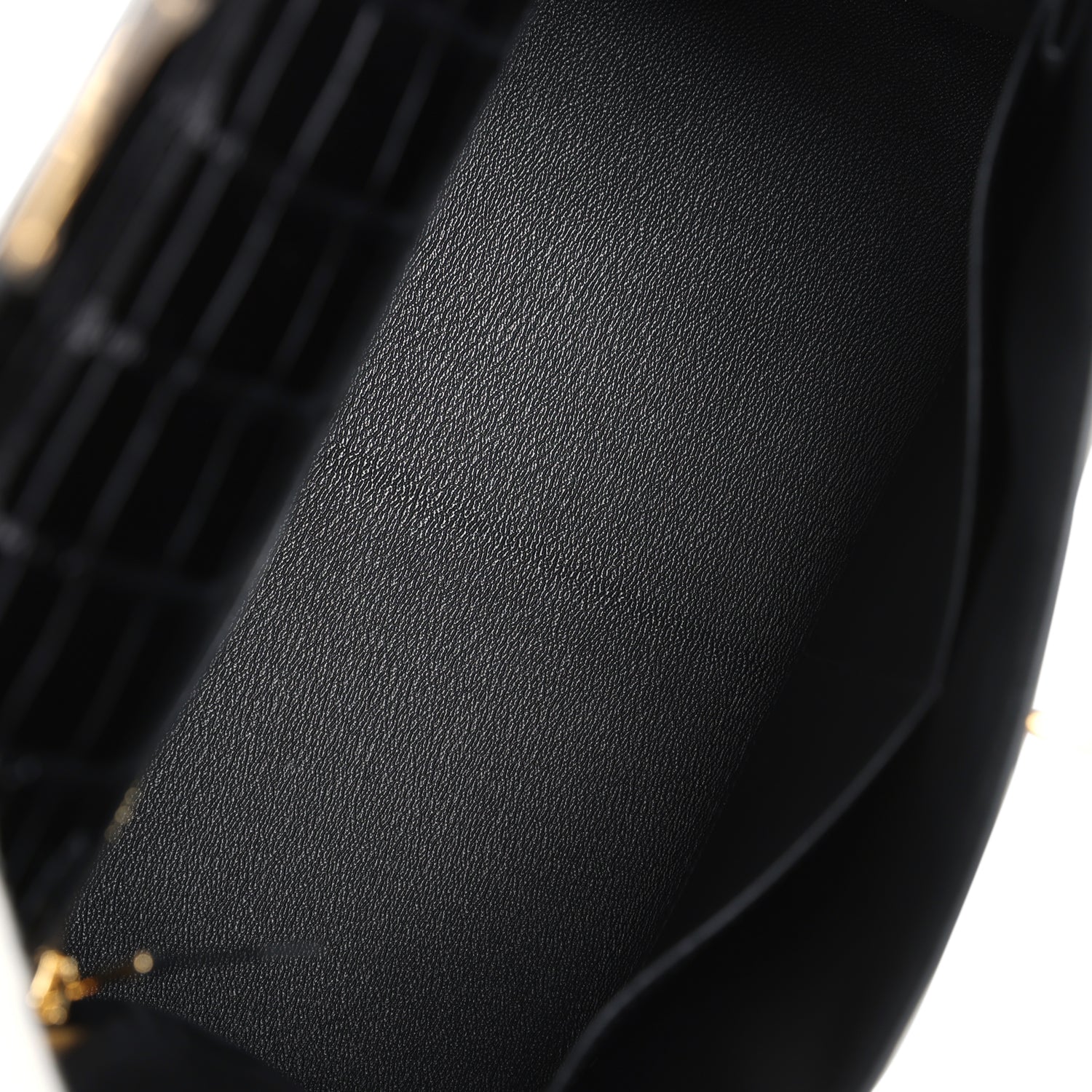 Kelly Sellier 28 Black Shiny Alligator Gold Hardware Bag