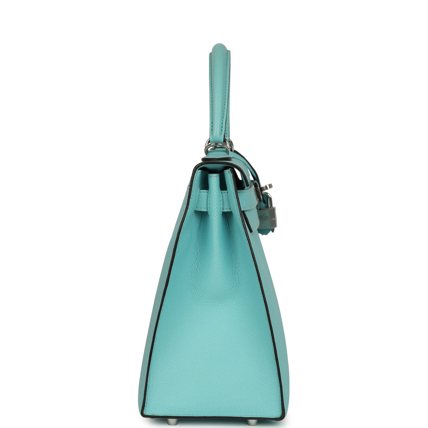 Kelly Sellier 28 Bleu Atoll Epsom Palladium Hardware Bag