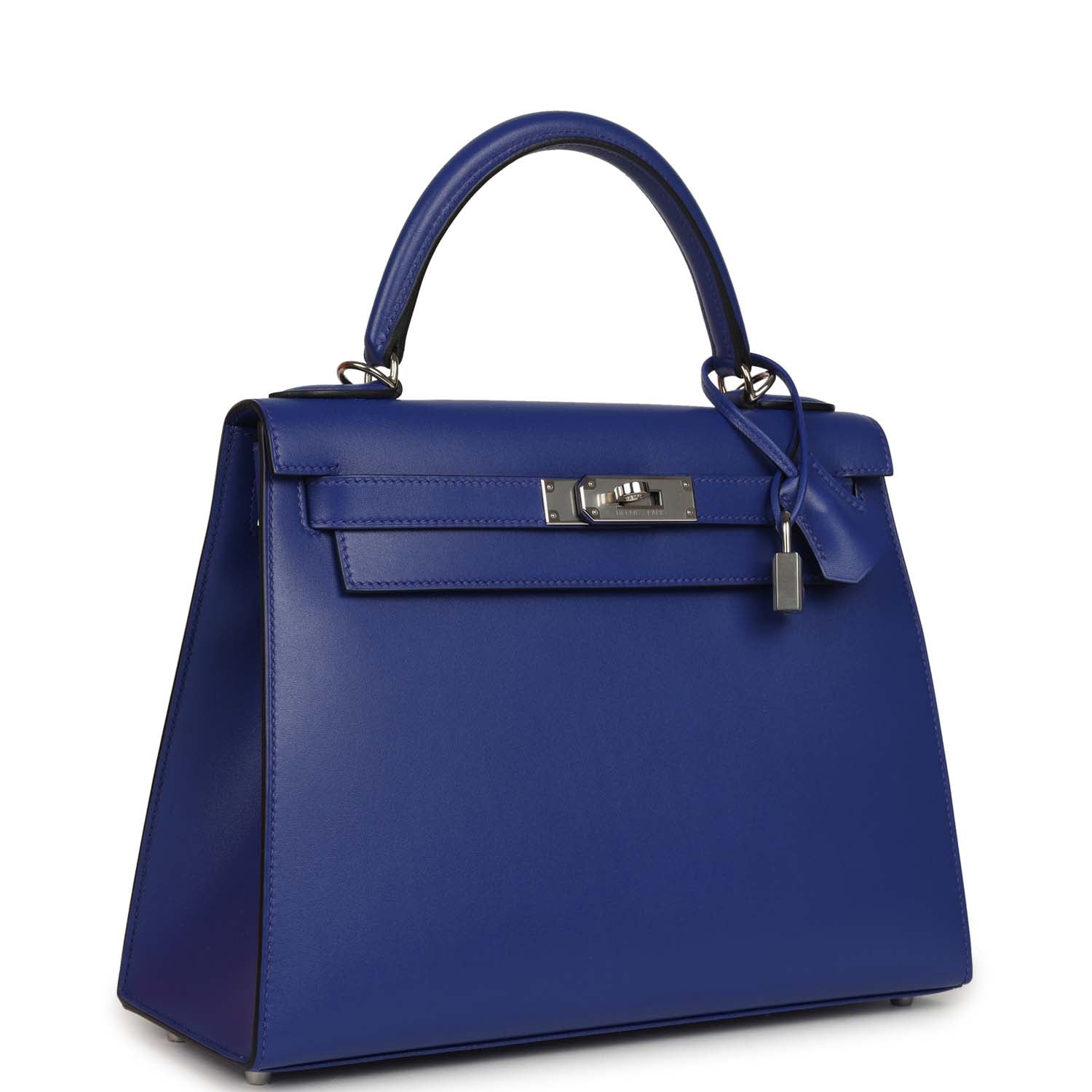 Kelly Sellier 28 Bleu Electric Tadelakt Palladium Hardware Bag