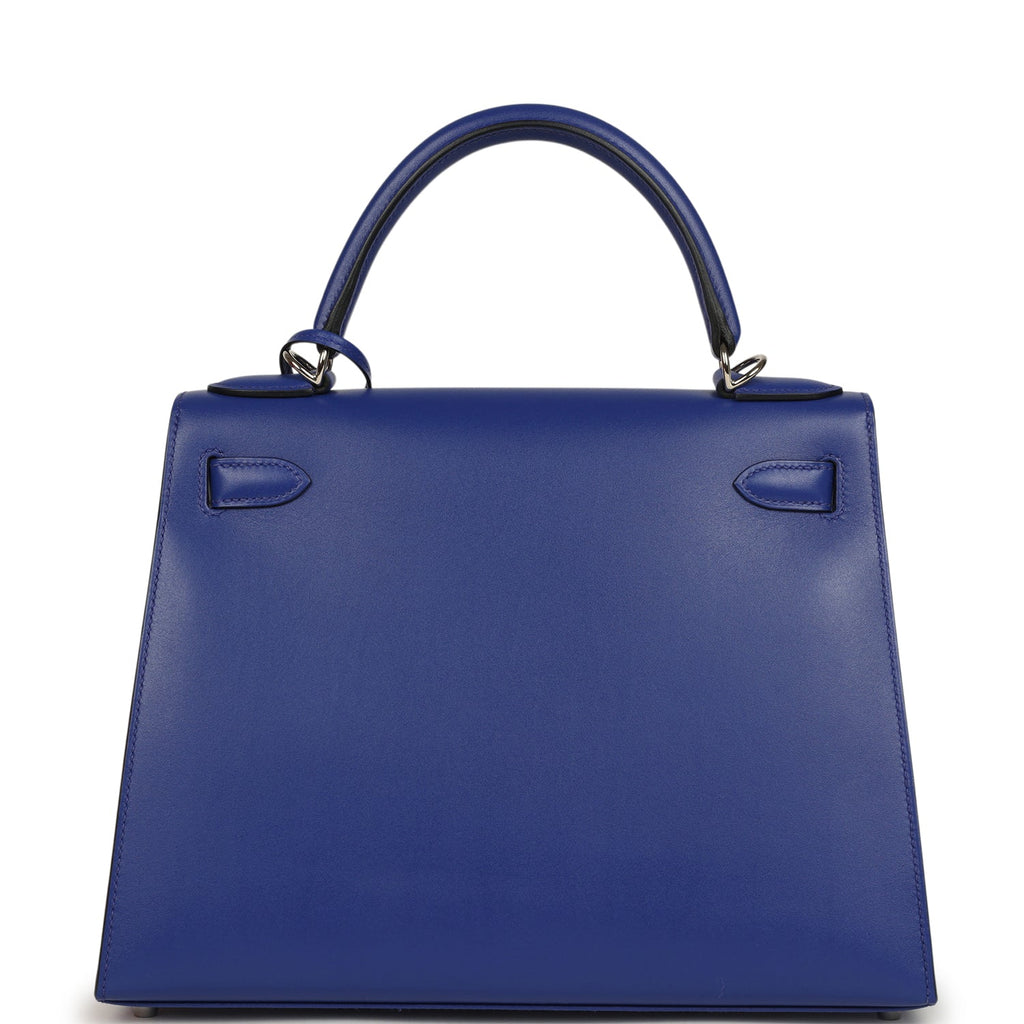Kelly Sellier 28 Bleu Electric Tadelakt Palladium Hardware Bag