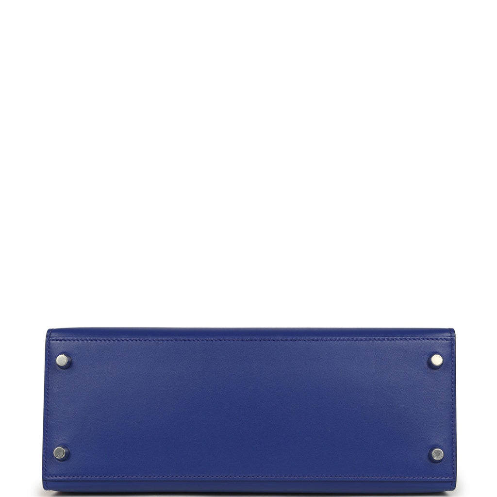 Kelly Sellier 28 Bleu Electric Tadelakt Palladium Hardware Bag