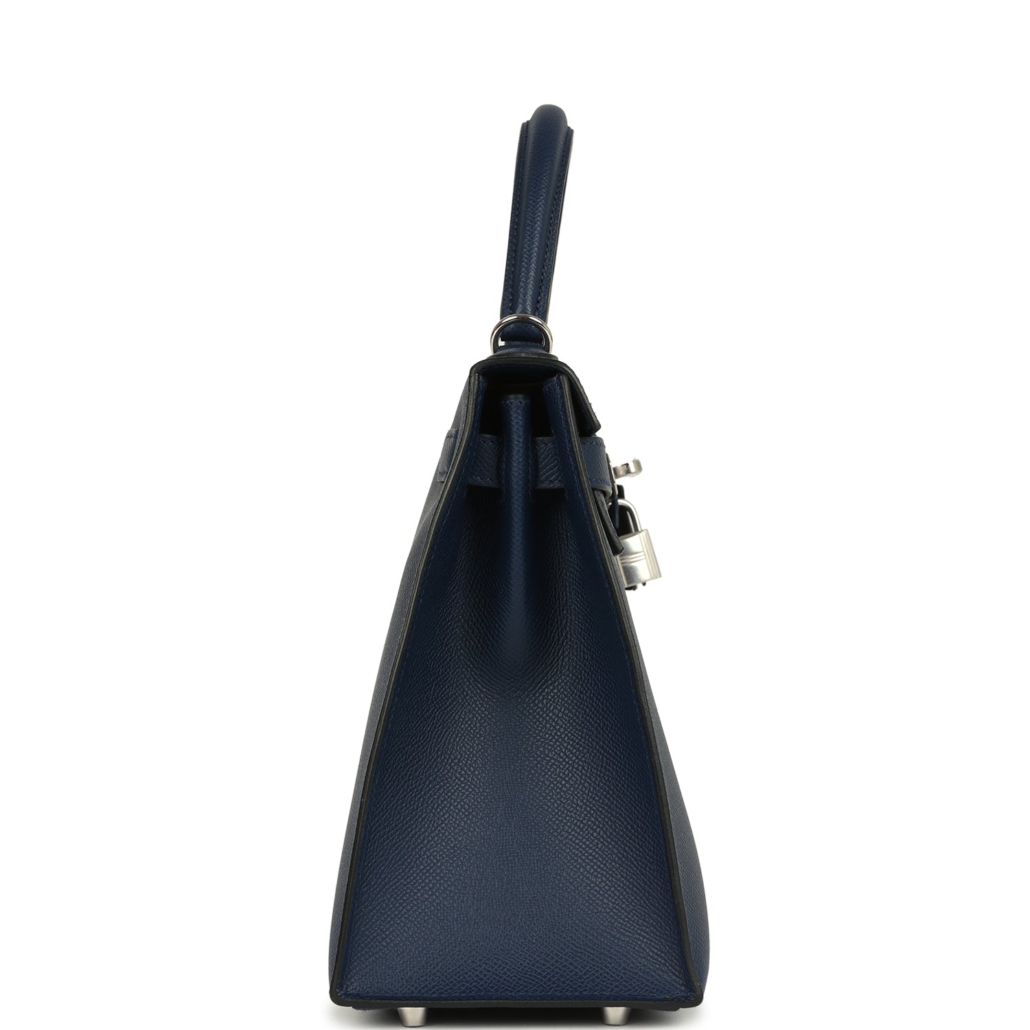 Kelly Sellier 28 Bleu Navy Epsom Palladium Hardware Bag