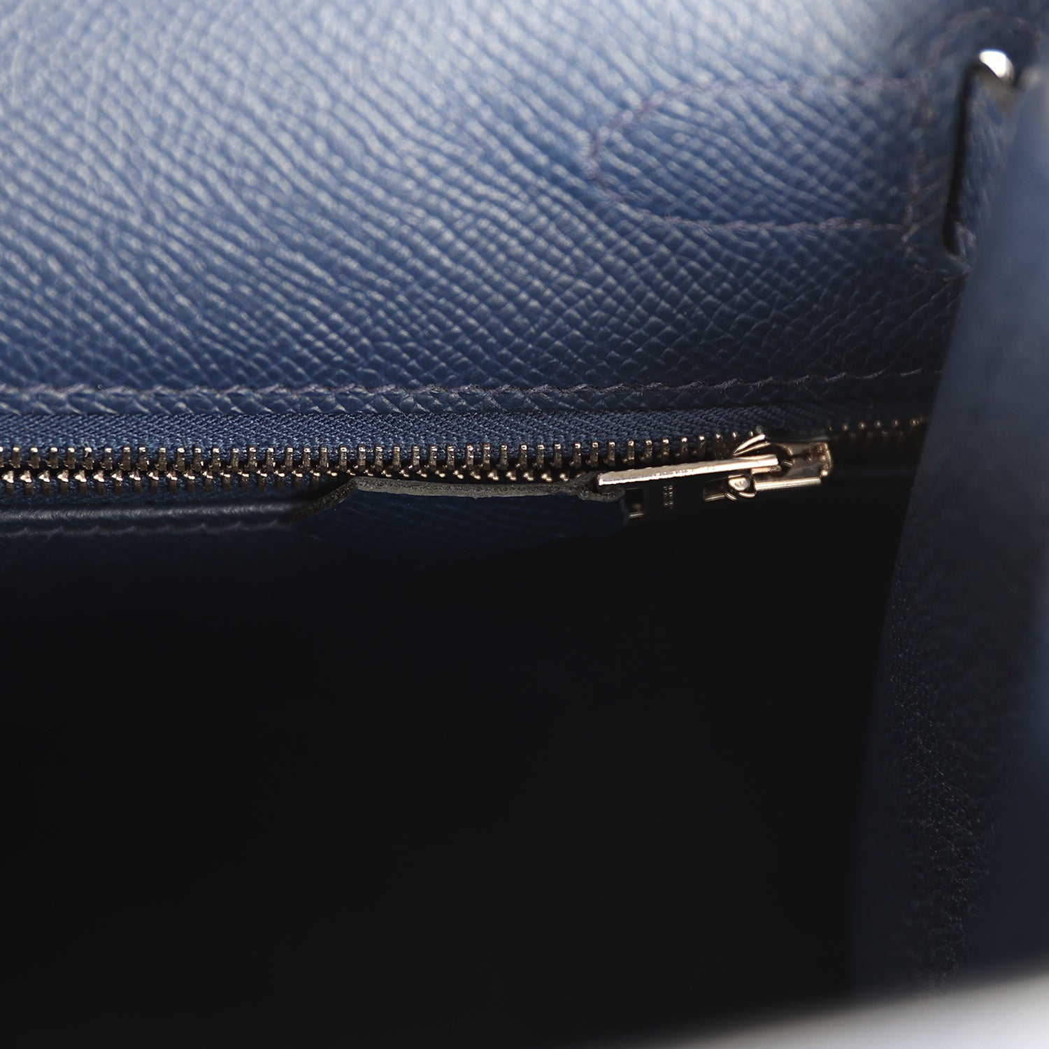 Kelly Sellier 28 Bleu Navy Epsom Palladium Hardware Bag