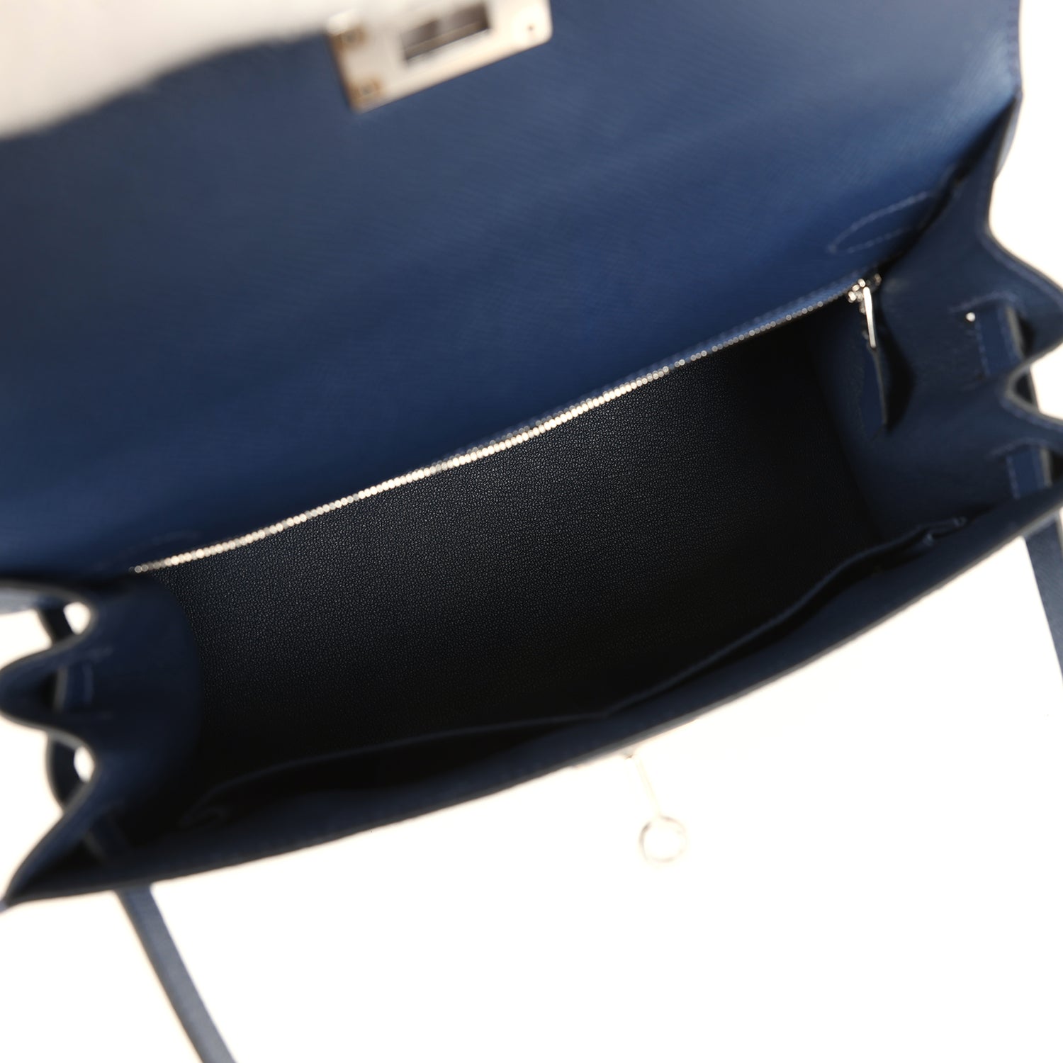 Kelly Sellier 28 Bleu Navy Epsom Palladium Hardware Bag