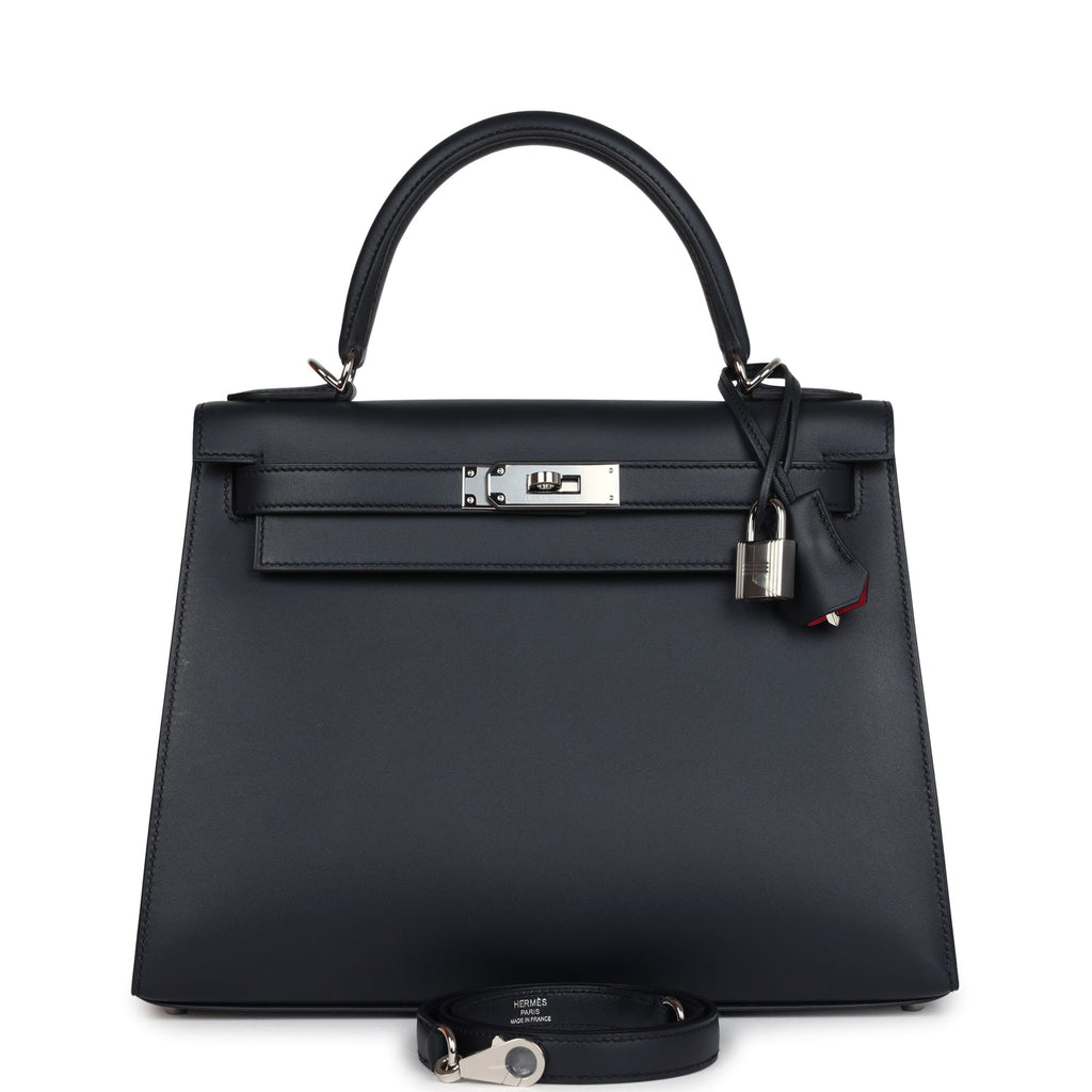 Kelly Sellier 28 Bleu Obscur Verso Sombrero Palladium Hardware Bag