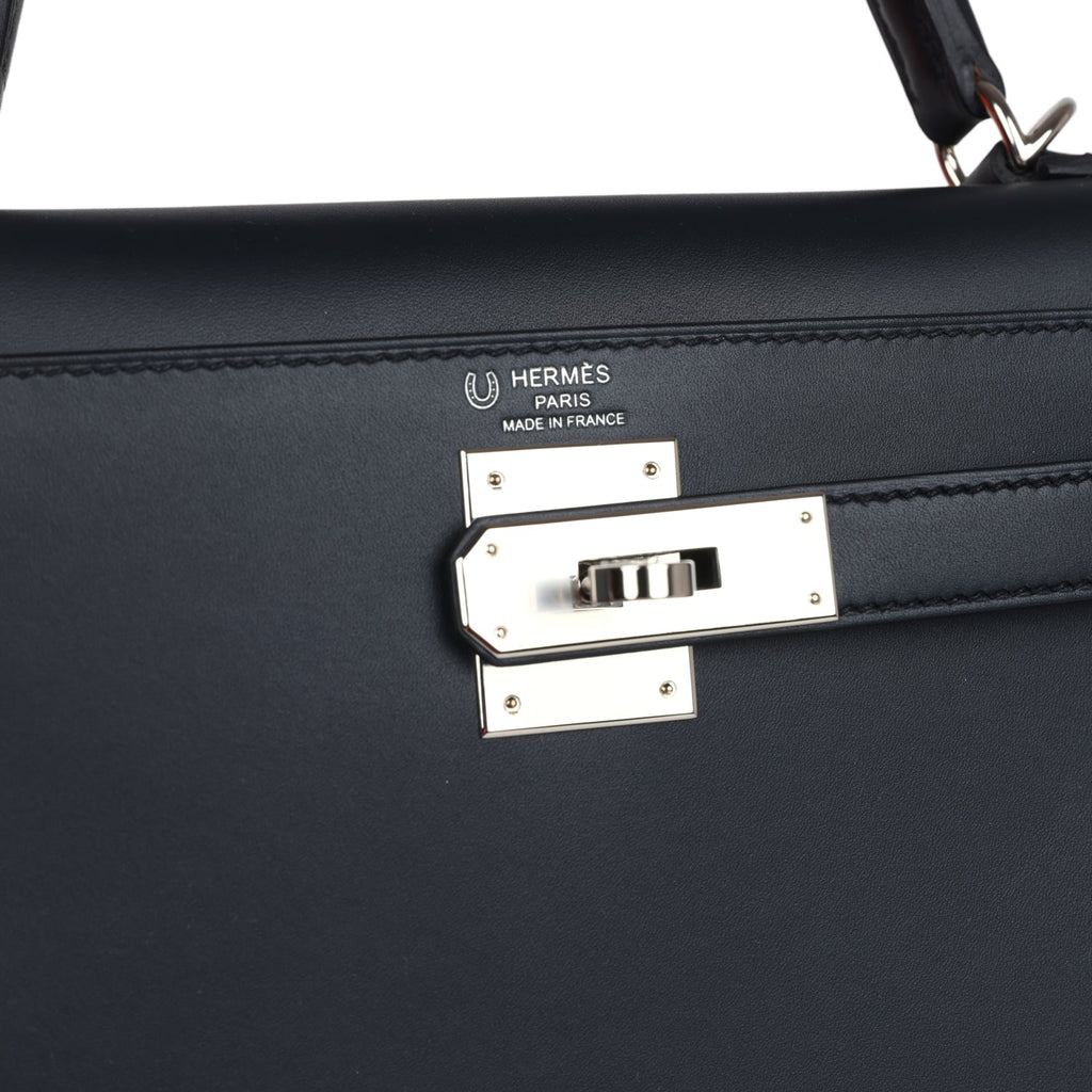 Kelly Sellier 28 Bleu Obscur Verso Sombrero Palladium Hardware Bag
