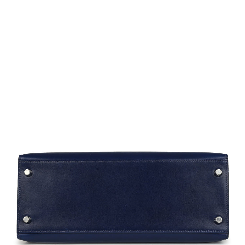 Kelly Sellier 28 Bleu Saphir Box Palladium Hardware Bag