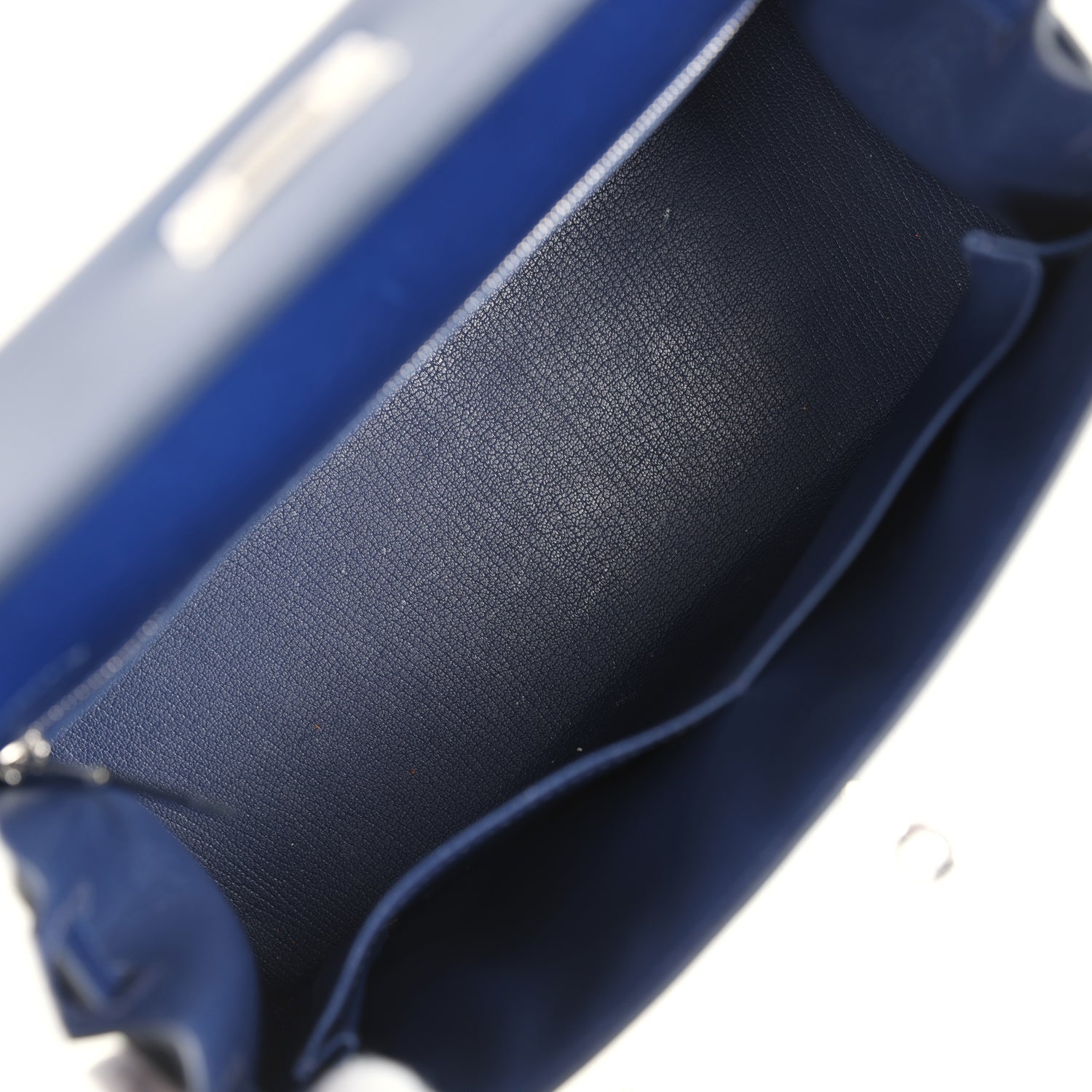 Kelly Sellier 28 Bleu Saphir Box Palladium Hardware Bag