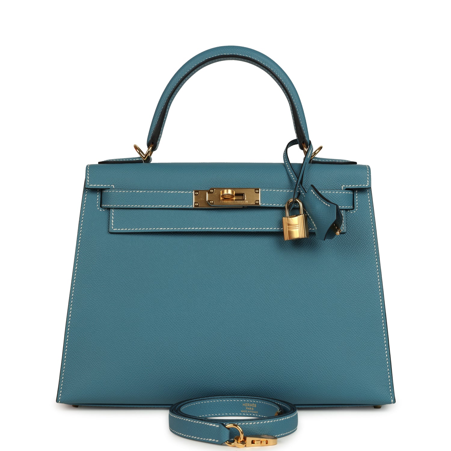 Kelly Sellier 28 Blue Jean Epsom Gold Hardware Bag