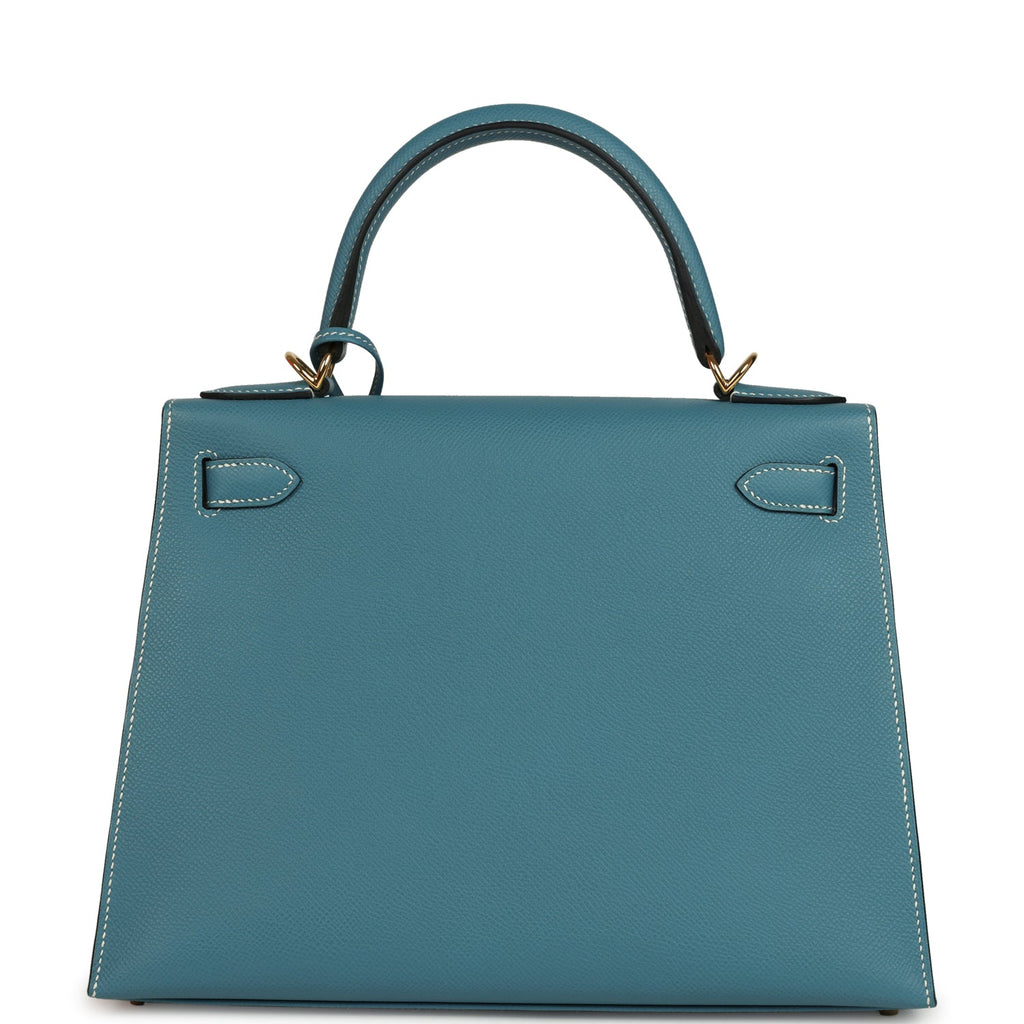 Kelly Sellier 28 Blue Jean Epsom Gold Hardware Bag