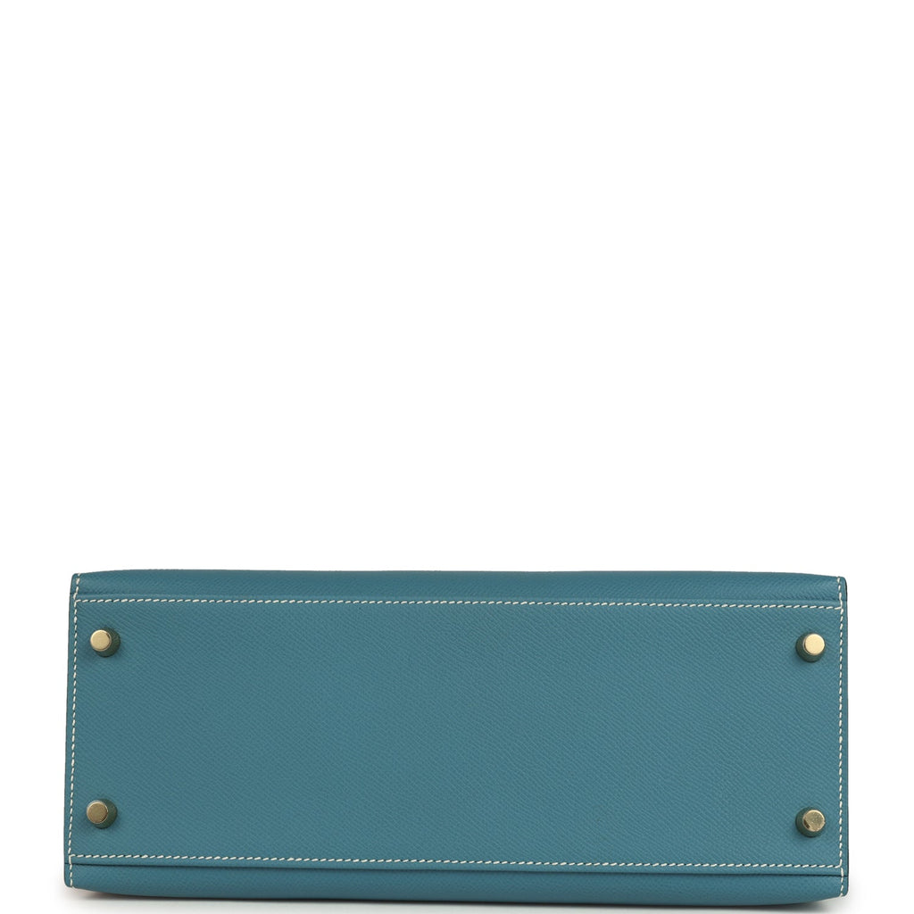 Kelly Sellier 28 Blue Jean Epsom Gold Hardware Bag