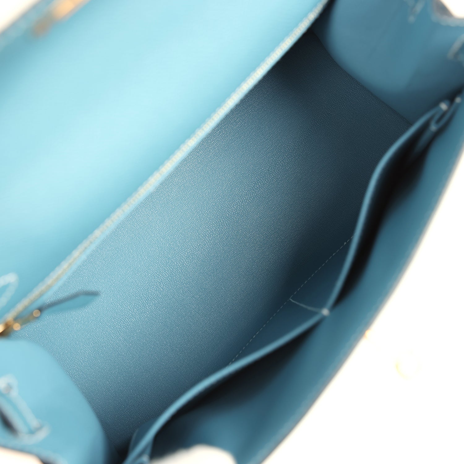 Kelly Sellier 28 Blue Jean Epsom Gold Hardware Bag