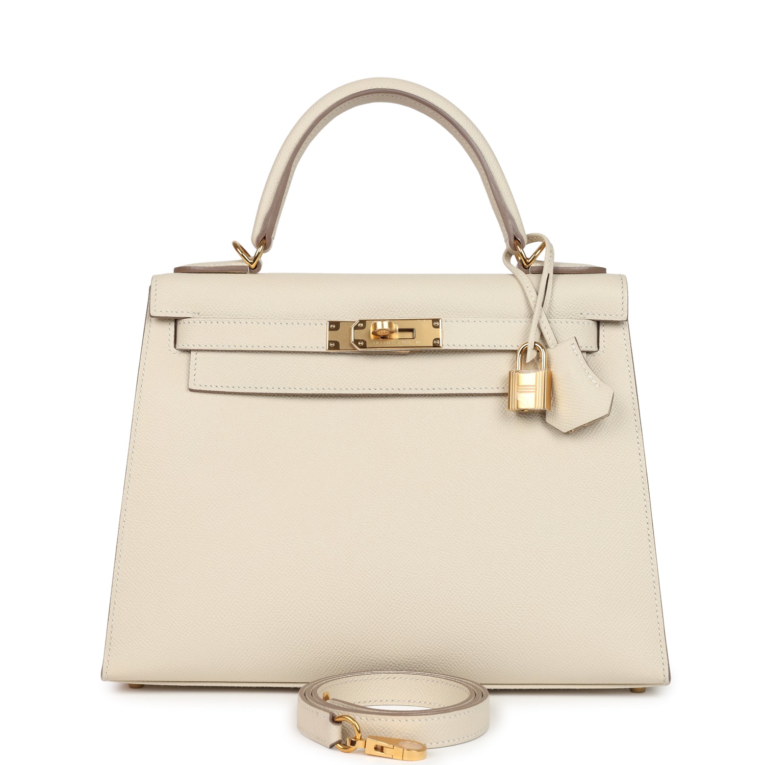 Kelly Sellier 28 Craie Epsom Gold Hardware Bag
