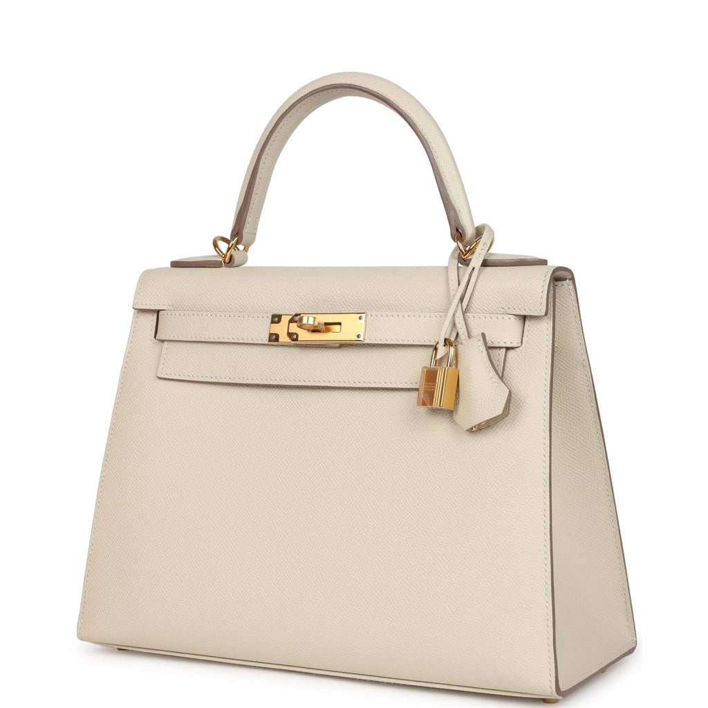 Kelly Sellier 28 Craie Epsom Gold Hardware Bag