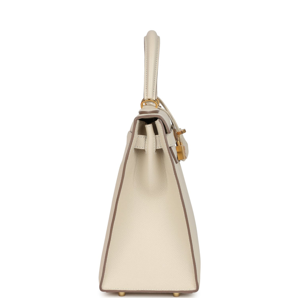 Kelly Sellier 28 Craie Epsom Gold Hardware Bag