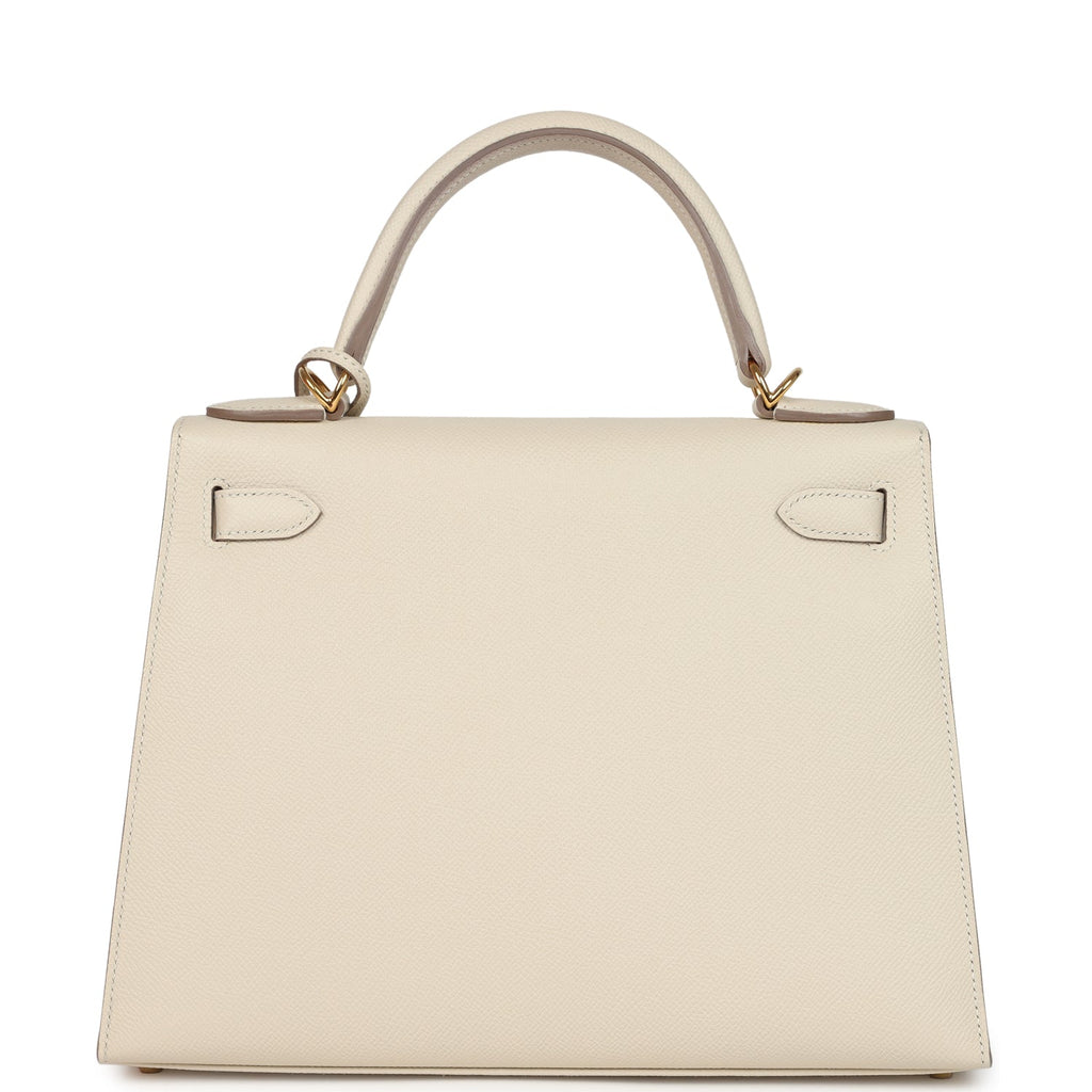 Kelly Sellier 28 Craie Epsom Gold Hardware Bag