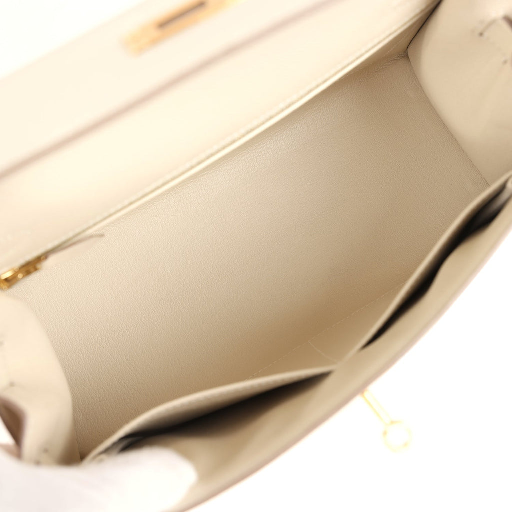 Kelly Sellier 28 Craie Epsom Gold Hardware Bag