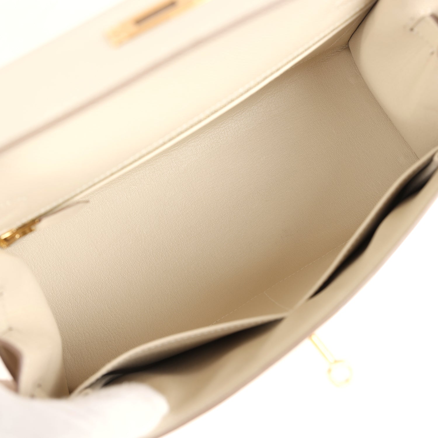 Kelly Sellier 28 Craie Epsom Gold Hardware Bag