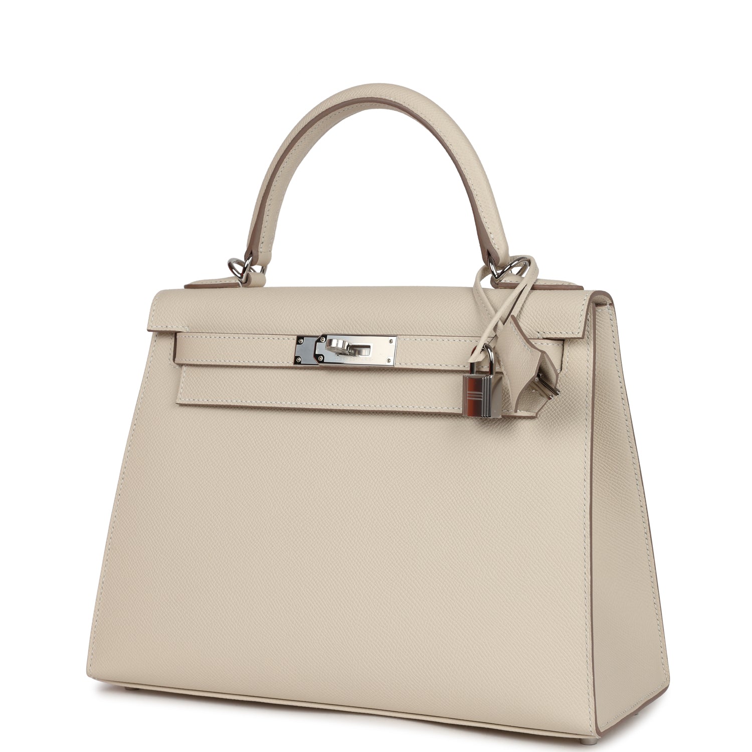 Kelly Sellier 28 Craie Epsom Palladium Hardware Bag
