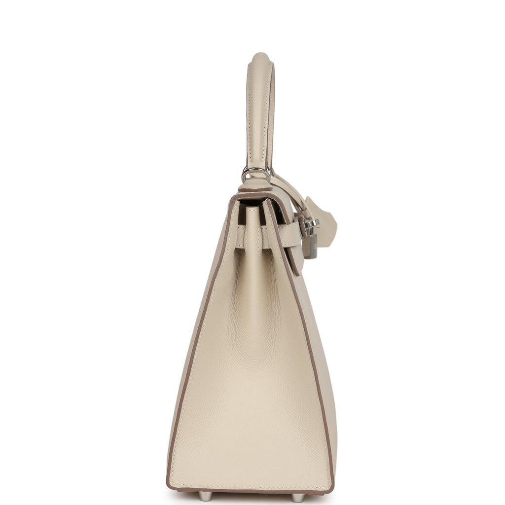 Kelly Sellier 28 Craie Epsom Palladium Hardware Bag