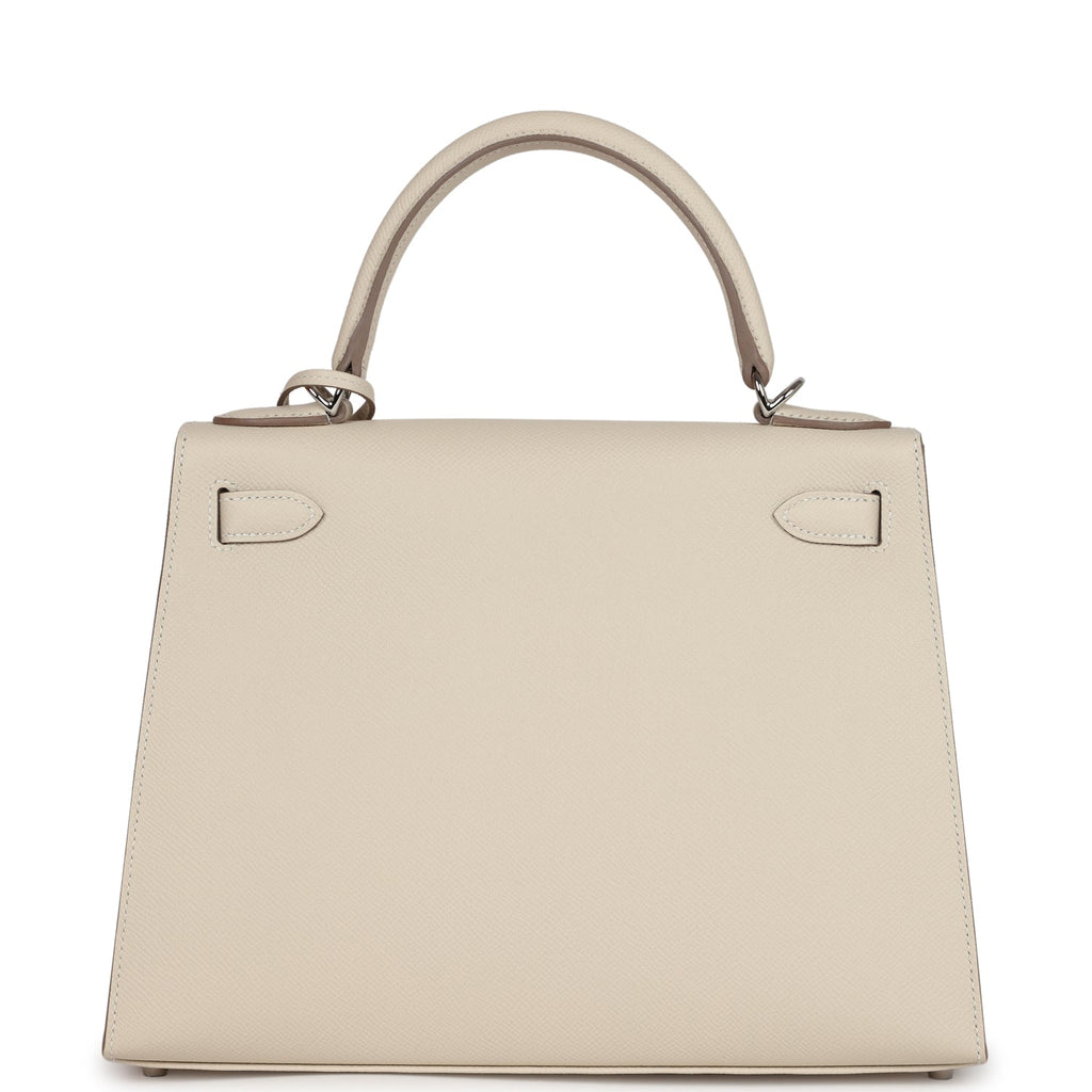 Kelly Sellier 28 Craie Epsom Palladium Hardware Bag