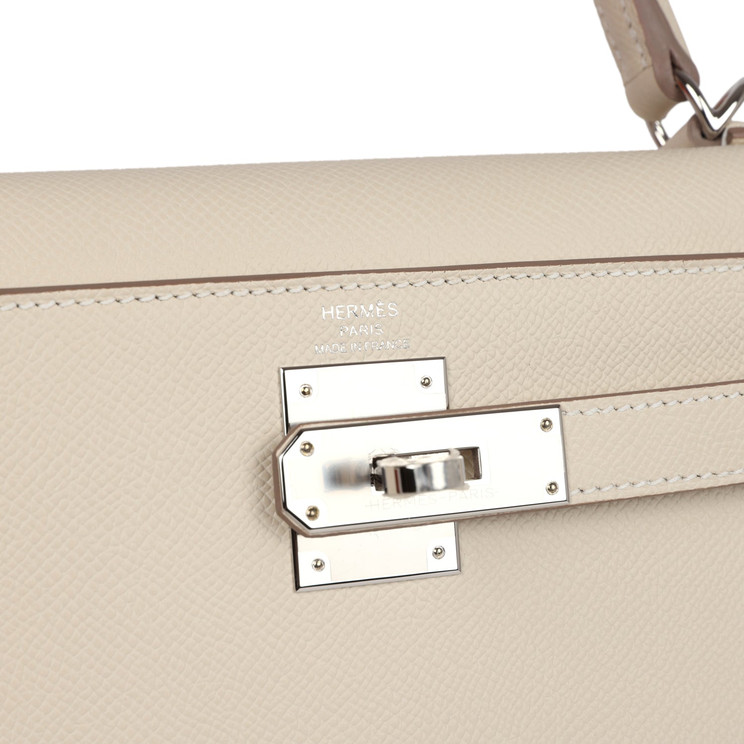 Kelly Sellier 28 Craie Epsom Palladium Hardware Bag