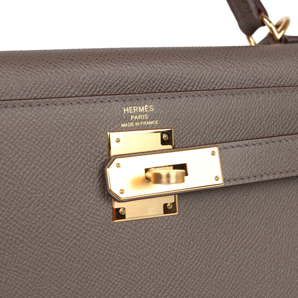 Kelly Sellier 28 Etain Epsom Gold Hardware Bag