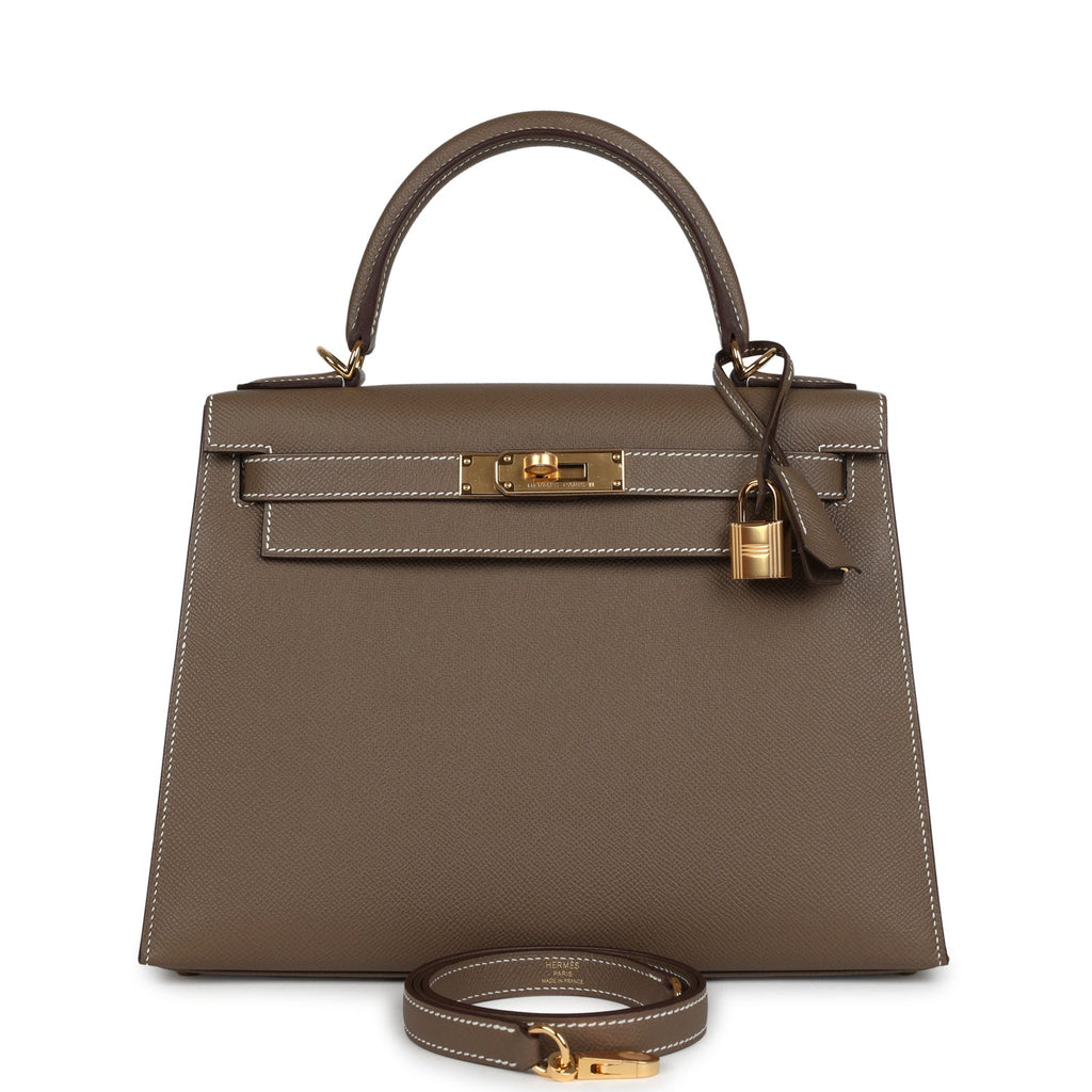 Kelly Sellier 28 Etoupe Epsom Gold Hardware Bag