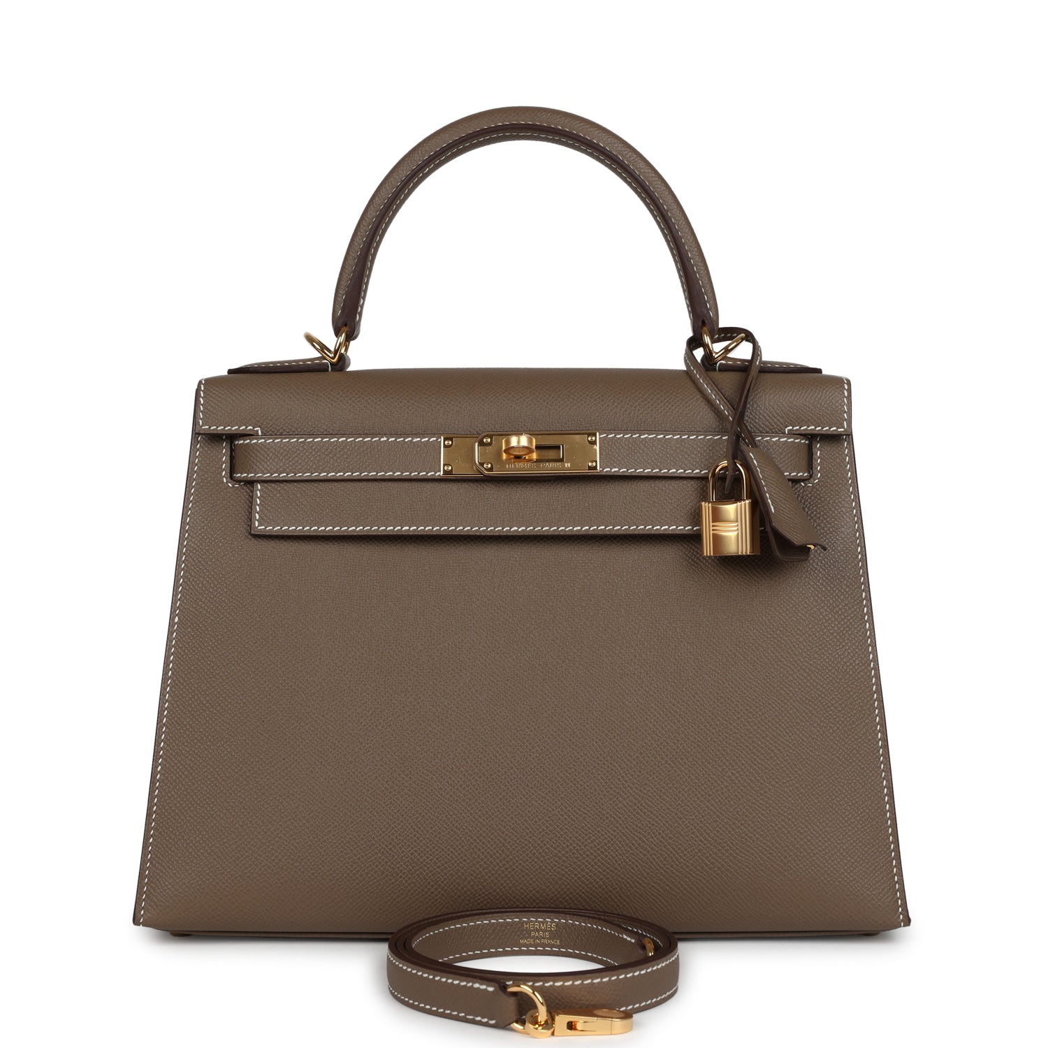 Kelly Sellier 28 Etoupe Epsom Gold Hardware Bag