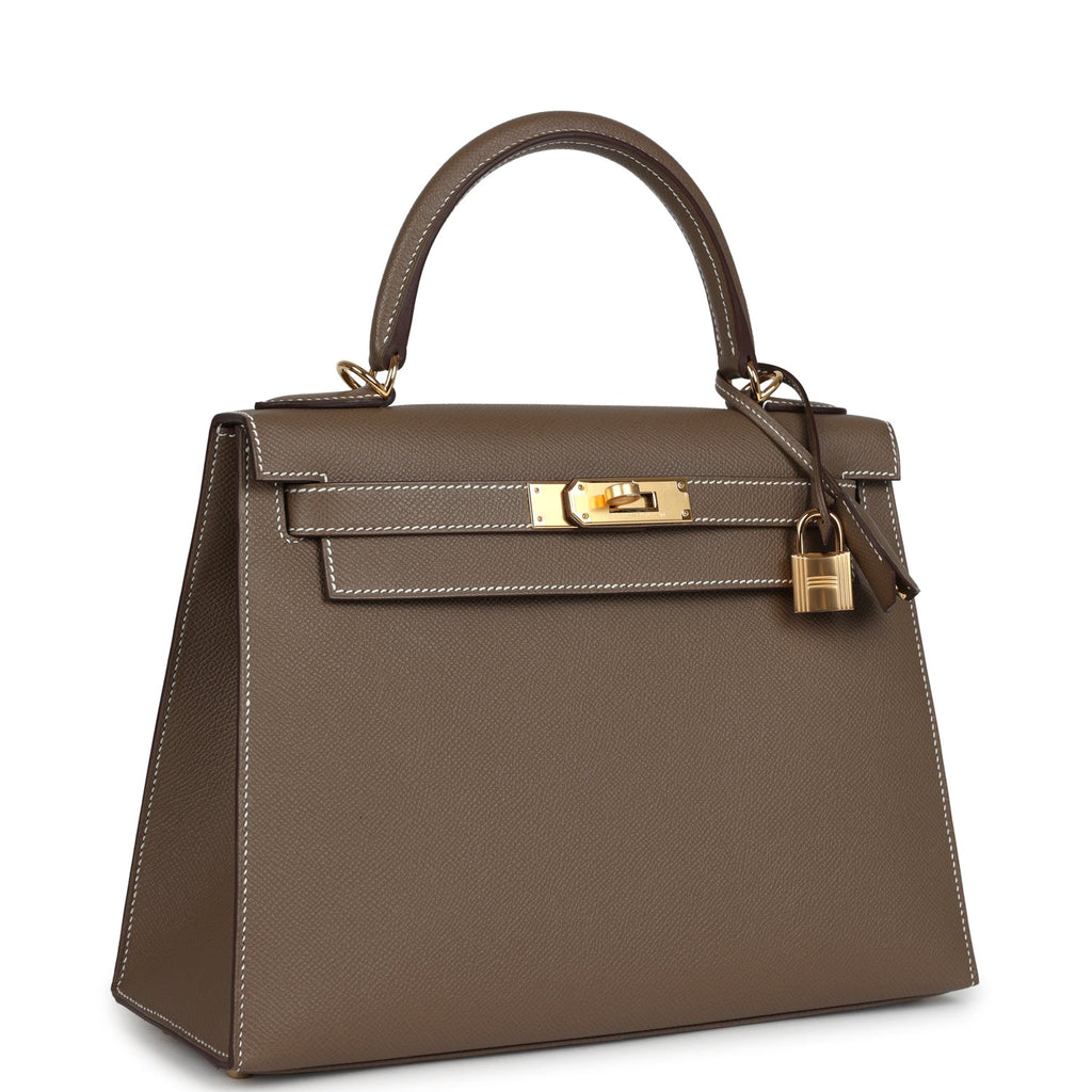 Kelly Sellier 28 Etoupe Epsom Gold Hardware Bag