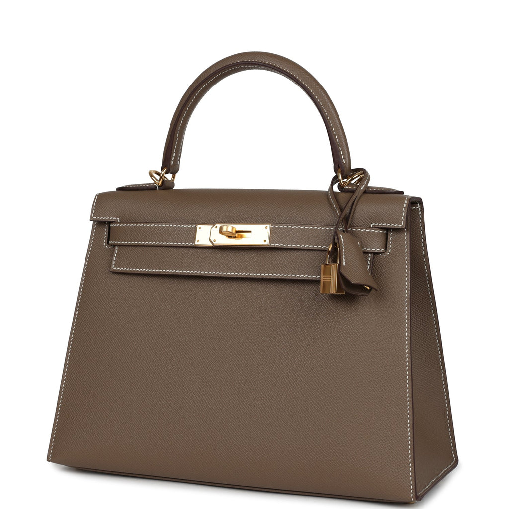 Kelly Sellier 28 Etoupe Epsom Gold Hardware Bag