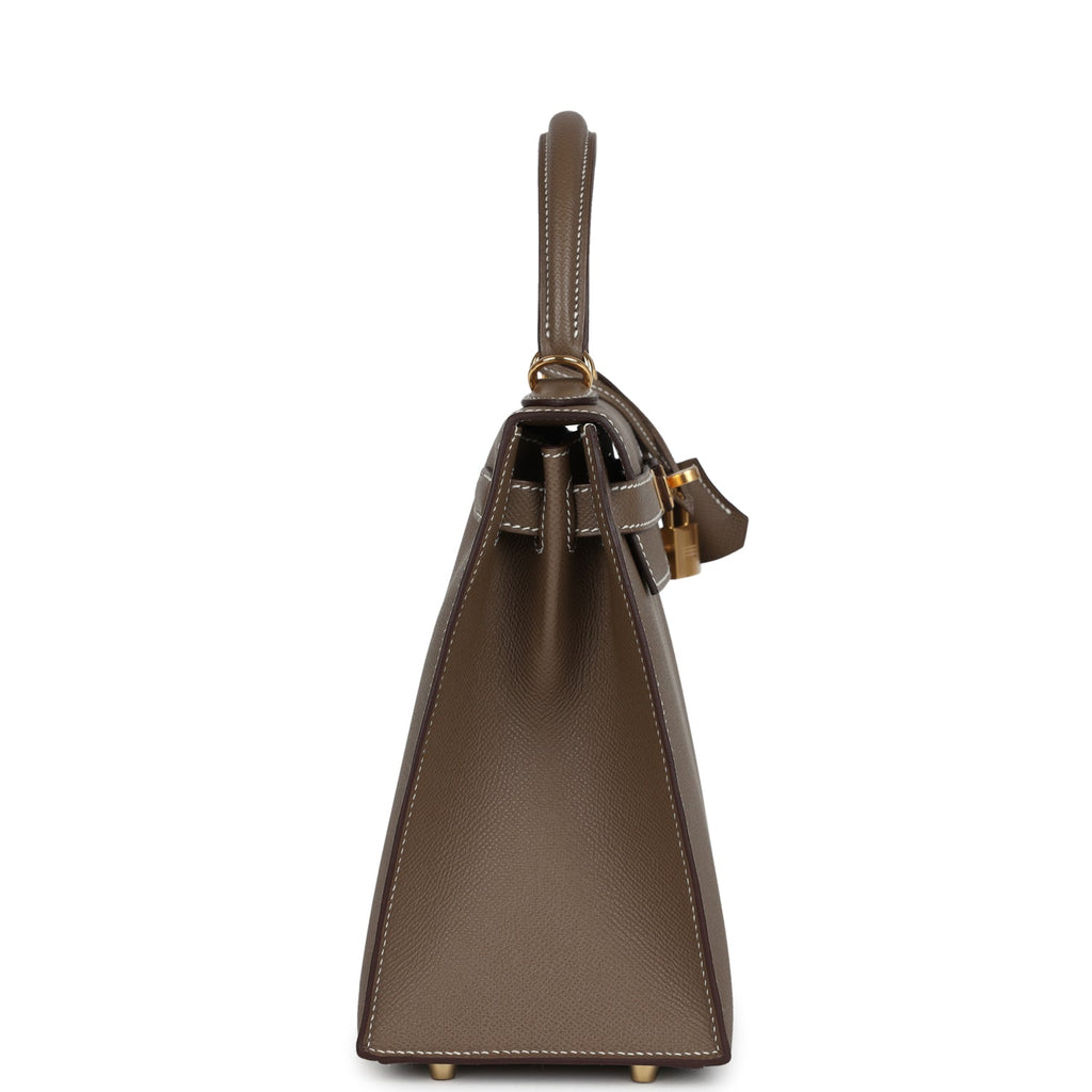 Kelly Sellier 28 Etoupe Epsom Gold Hardware Bag
