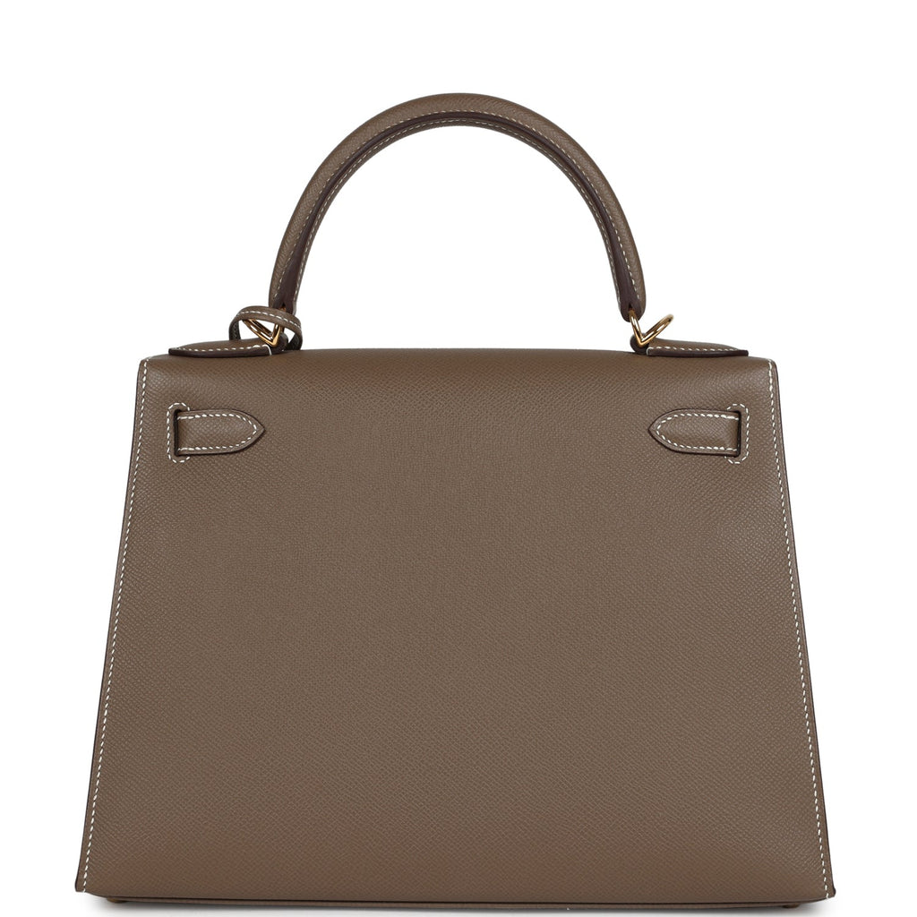 Kelly Sellier 28 Etoupe Epsom Gold Hardware Bag