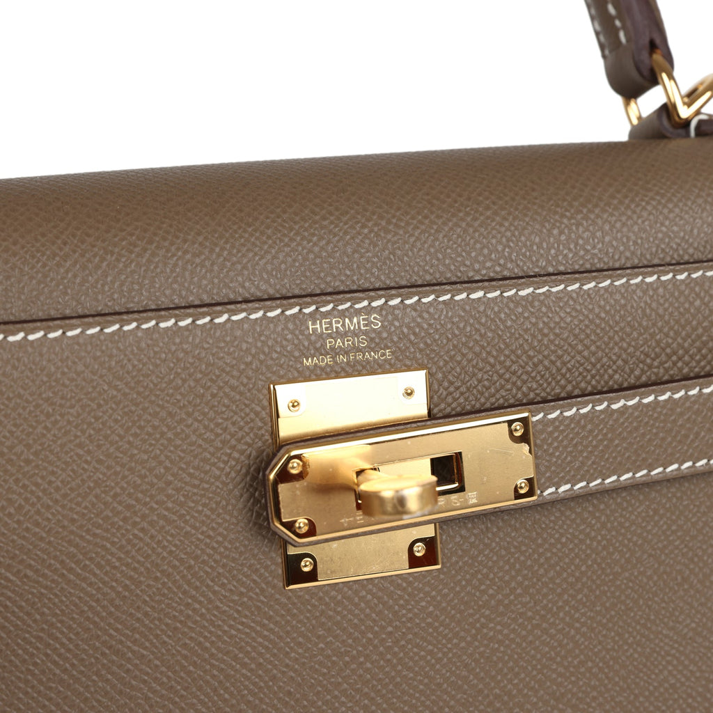 Kelly Sellier 28 Etoupe Epsom Gold Hardware Bag