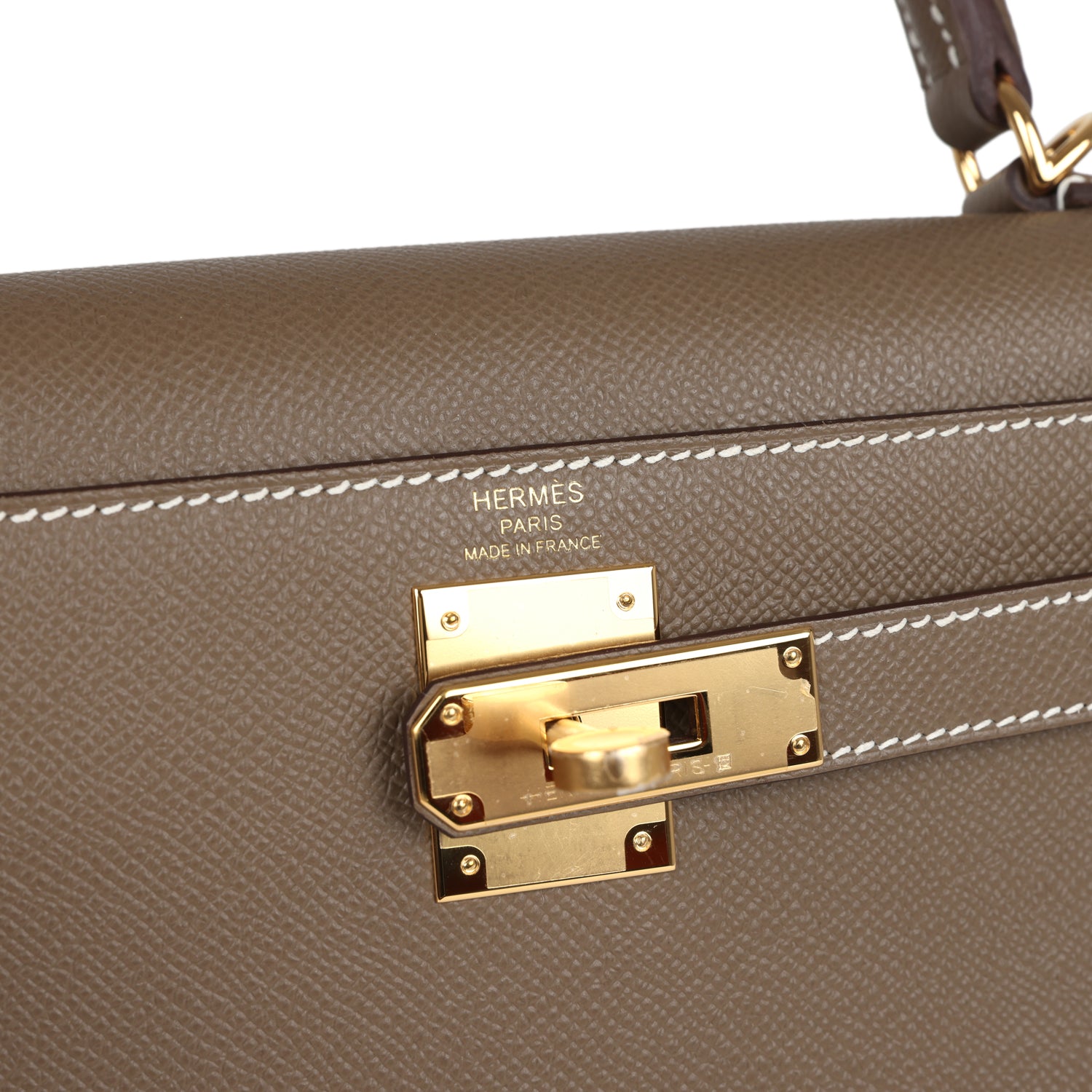 Kelly Sellier 28 Etoupe Epsom Gold Hardware Bag