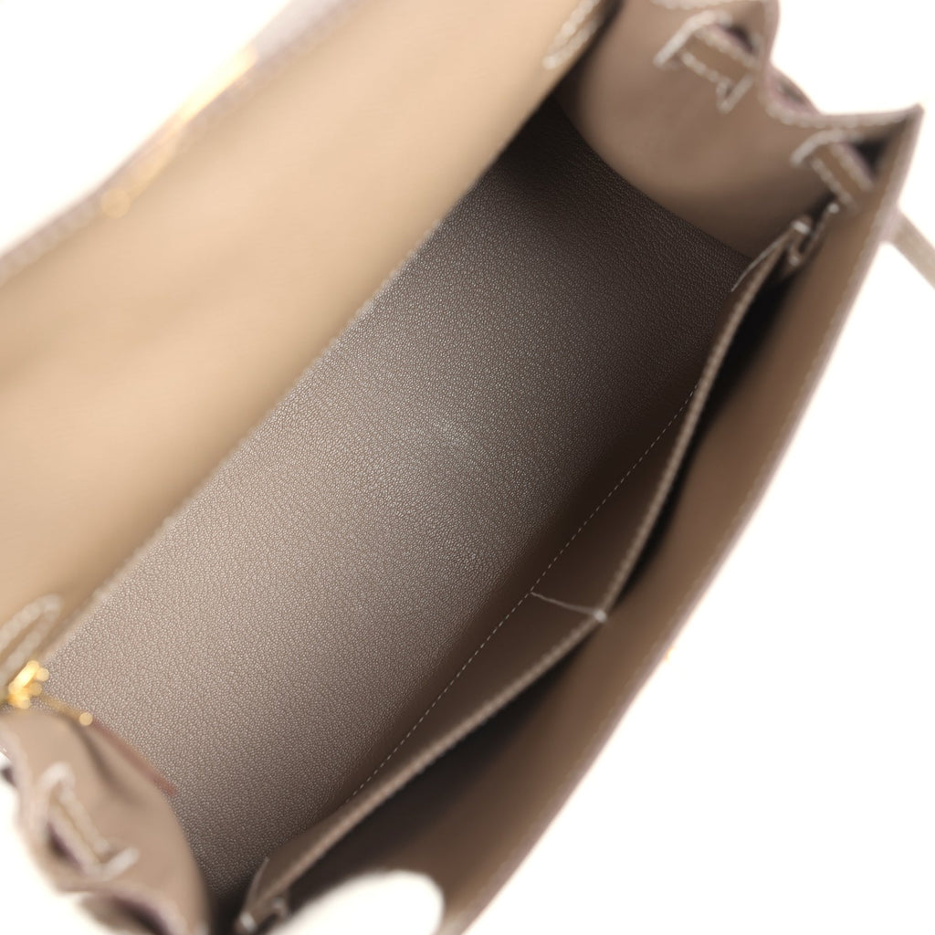 Kelly Sellier 28 Etoupe Epsom Gold Hardware Bag