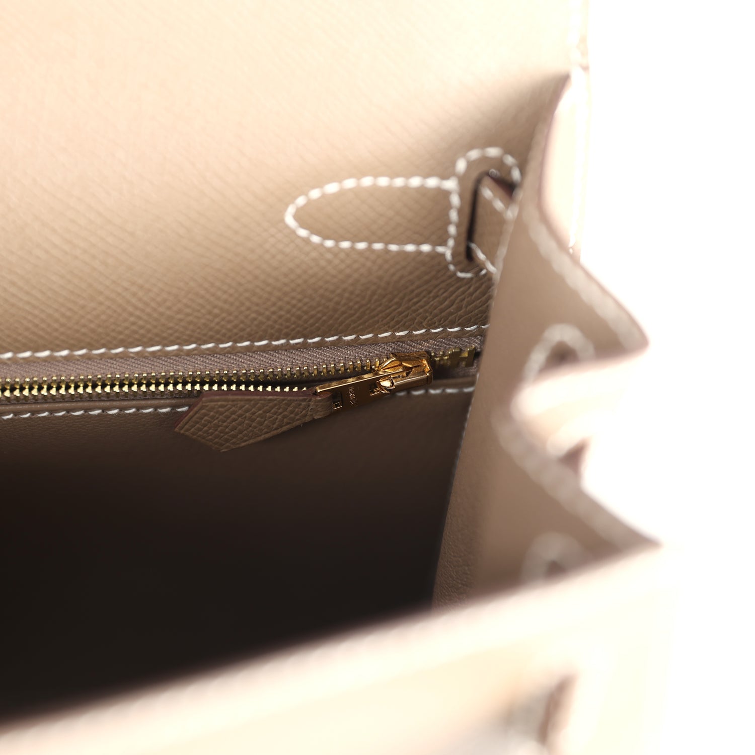 Kelly Sellier 28 Etoupe Epsom Gold Hardware Bag