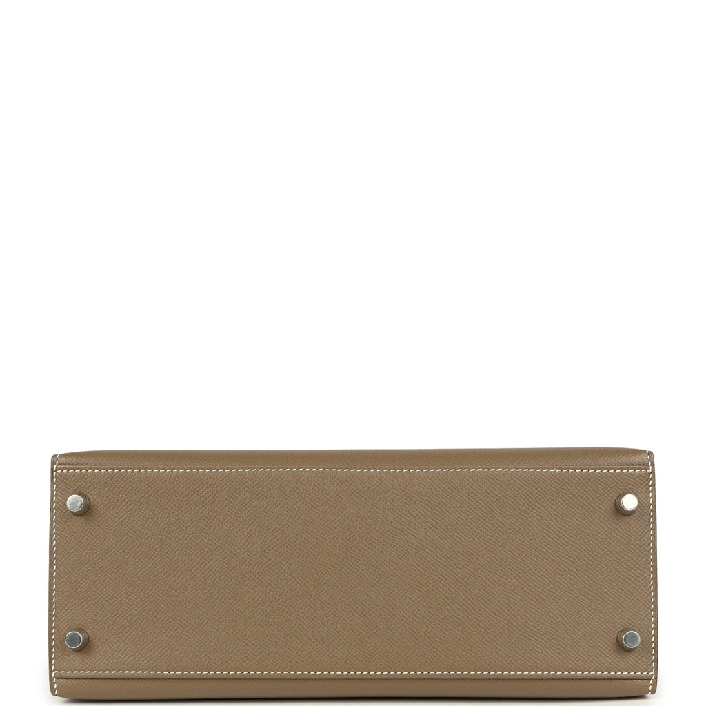Kelly Sellier 28 Etoupe Epsom Palladium Hardware Bag