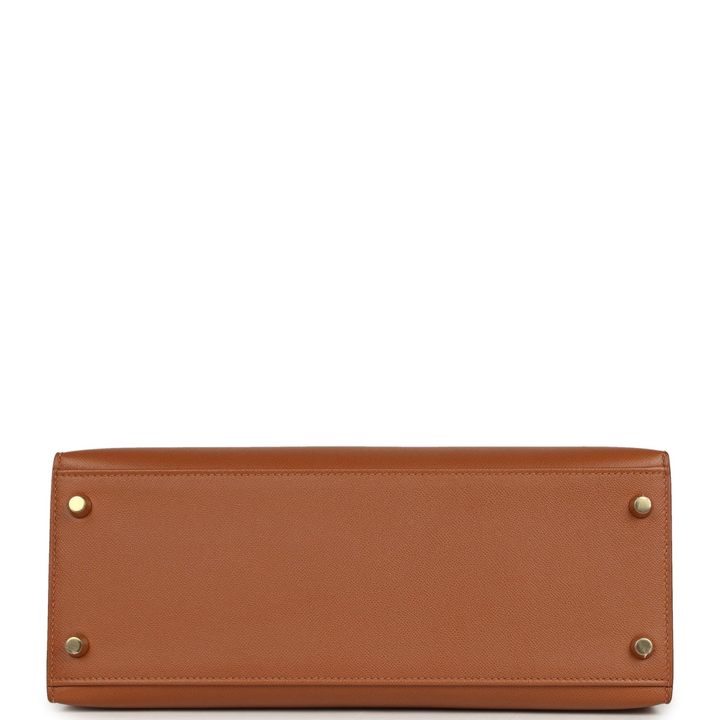 Kelly Sellier 28 Gold Madame and Miel Shiny Niloticus Crocodile Touch Gold Hardware Bag