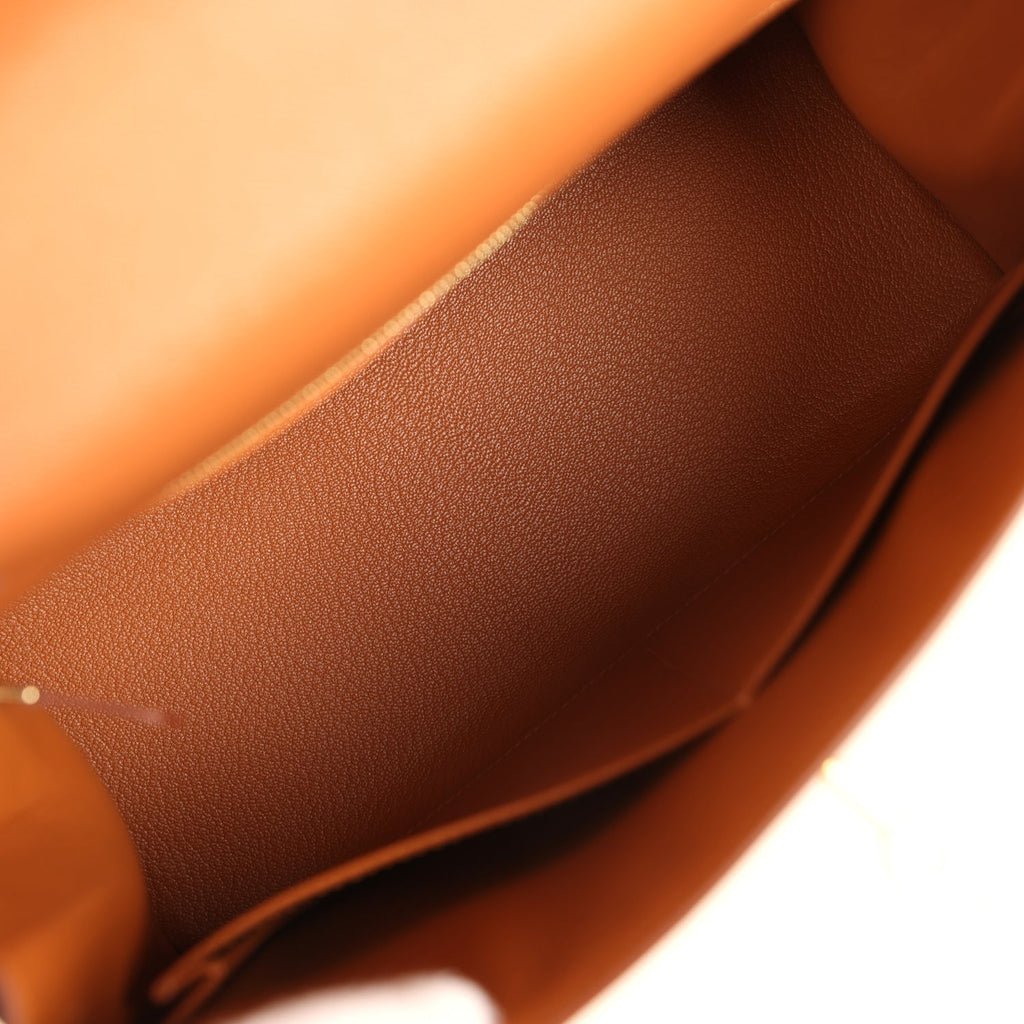 Kelly Sellier 28 Gold Madame and Miel Shiny Niloticus Crocodile Touch Gold Hardware Bag