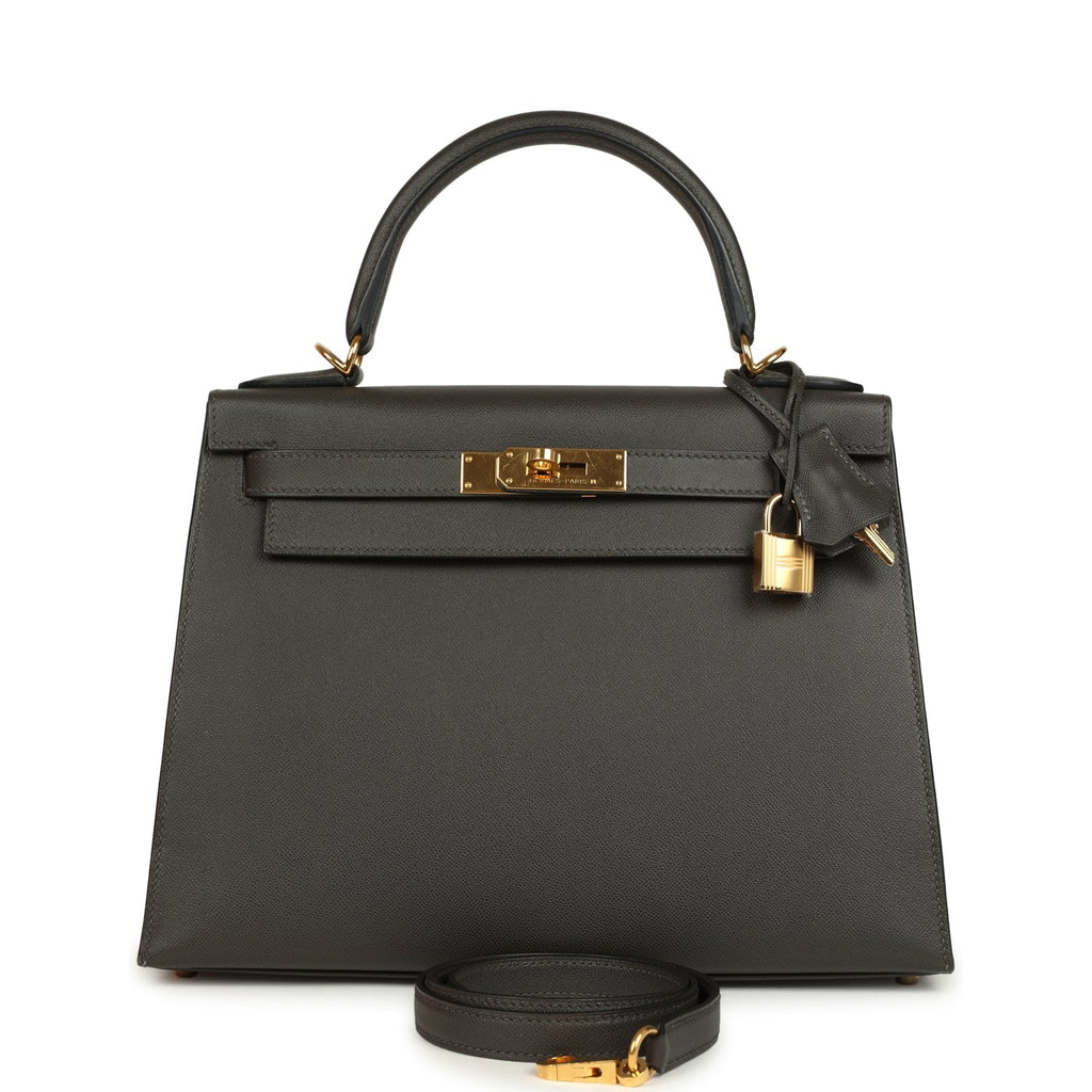 Kelly Sellier 28 Graphite Madame Gold Hardware Bag
