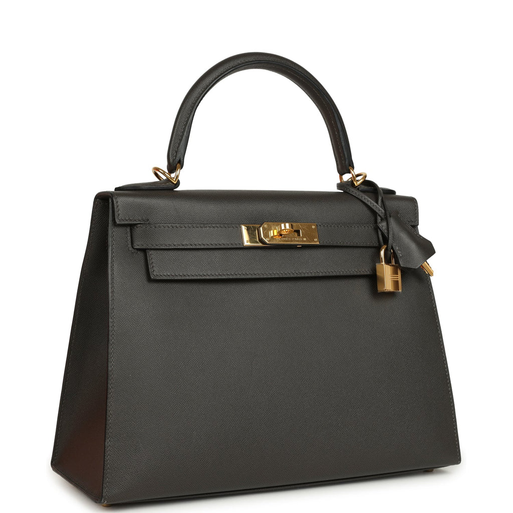 Kelly Sellier 28 Graphite Madame Gold Hardware Bag