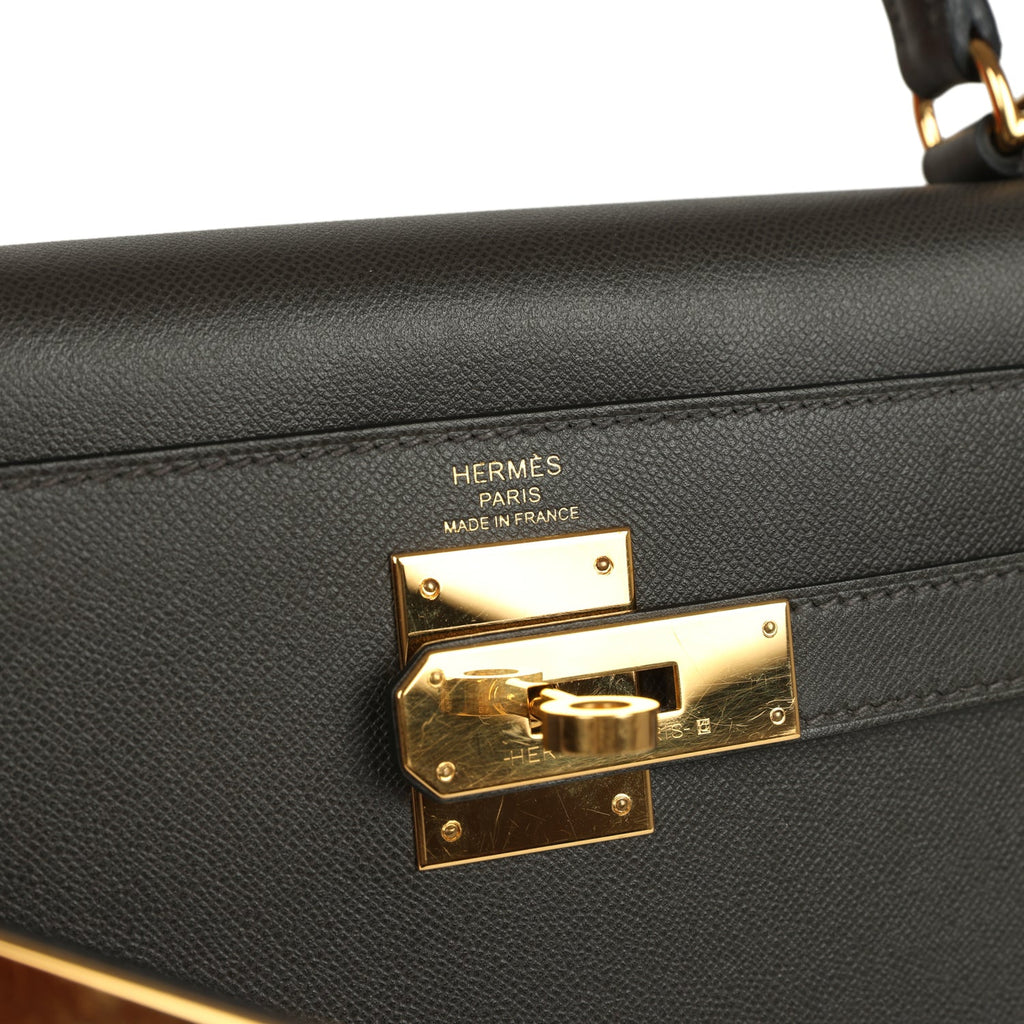 Kelly Sellier 28 Graphite Madame Gold Hardware Bag