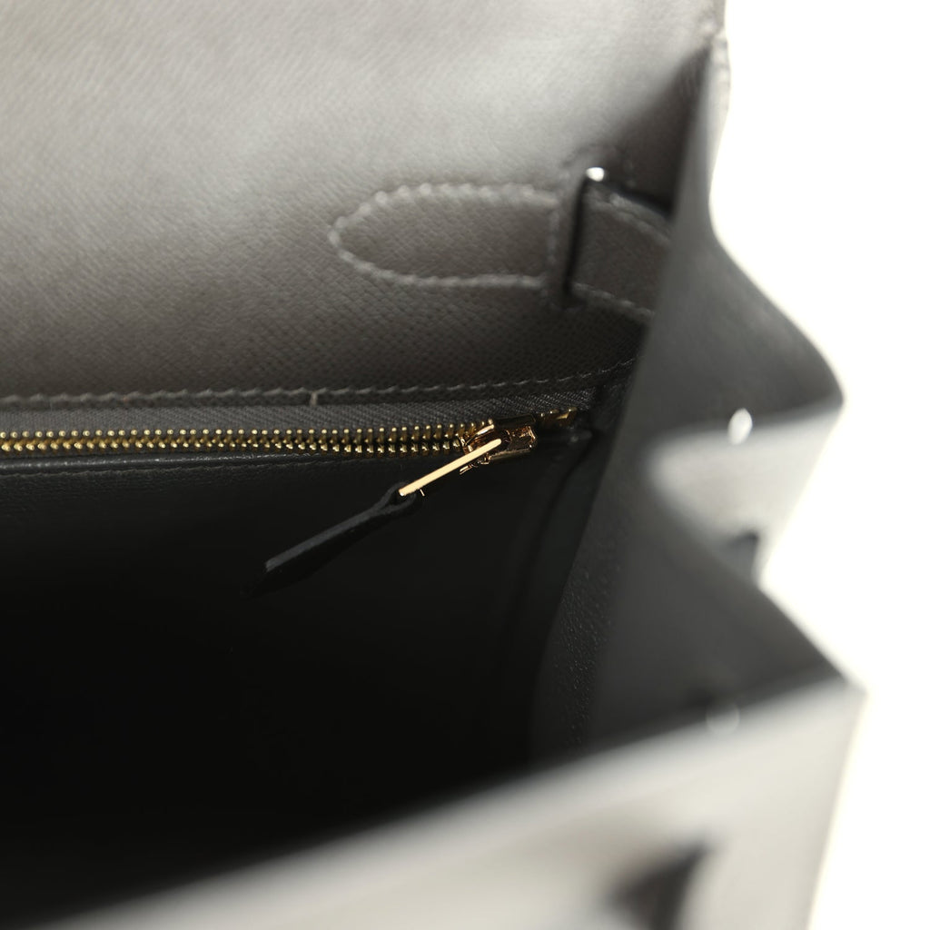 Kelly Sellier 28 Graphite Madame Gold Hardware Bag