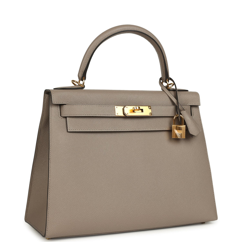 Kelly Sellier 28 Gris Asphalt Epsom Gold Hardware Bag
